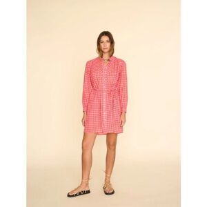 XiRena Womens Winnie Orange Pink Check Shirt Dress Size small MSRP $295
